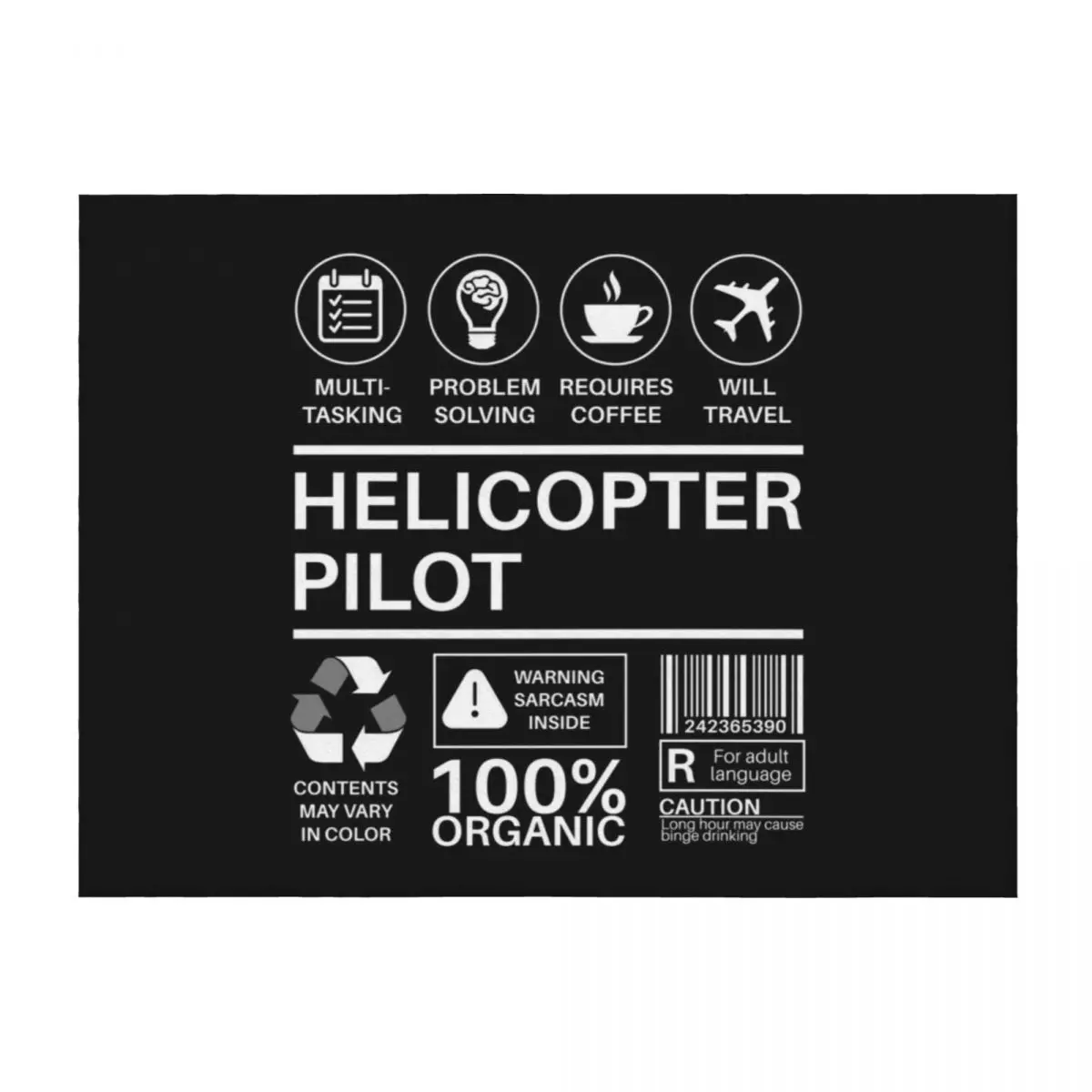 

Helicopter Pilot Multitasking Certified Job Gift Item Throw Blanket Vintage blankets and throws funny gift Hairys Blankets
