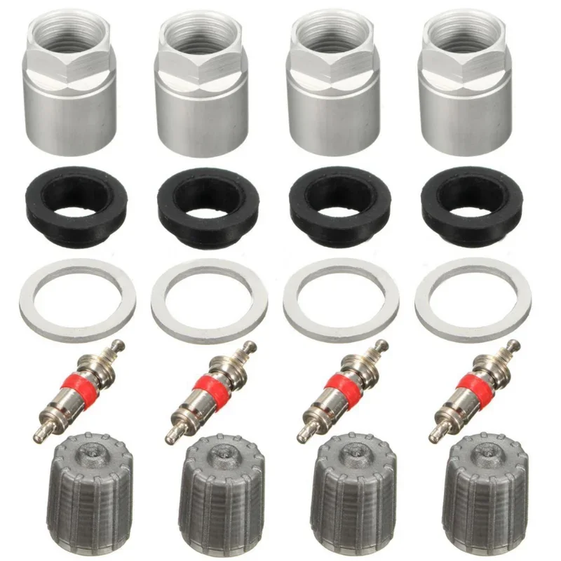 4set Car Tire Pressure Sensor Monitor Valve Stem Caps Indicator TPMS Service Kit Nut Valve Cap Gasket Diagnostic Tool for Toyota