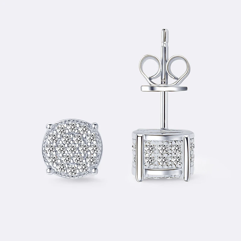 Unique 14K Gold Plated Moissanite Stud Earrings 925 Sterling Silver for Women Men's Hiphop Ice Out Piercing Earrings Jewelry New