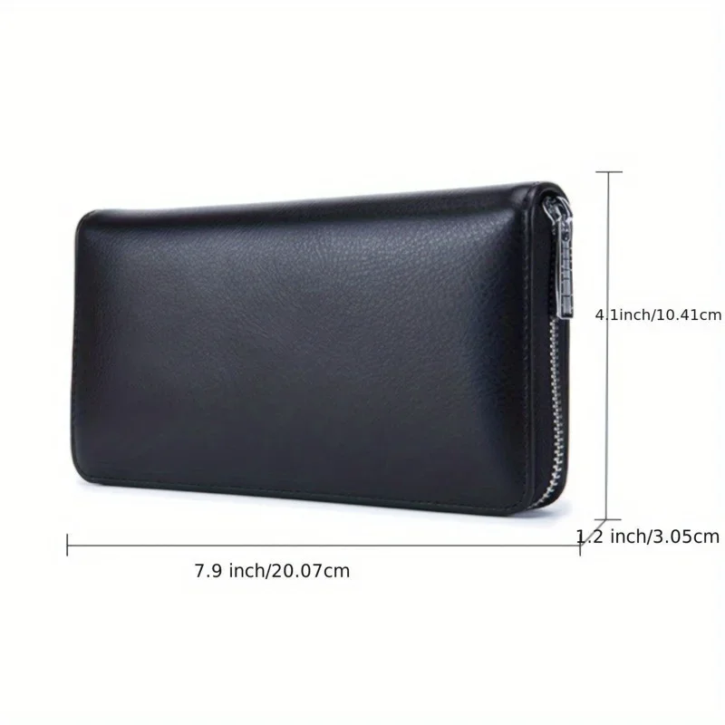 Large Capacity Long Wallet, Solid Color Credit Card Holder With Zipper, Multi Card Slots Coin Purse