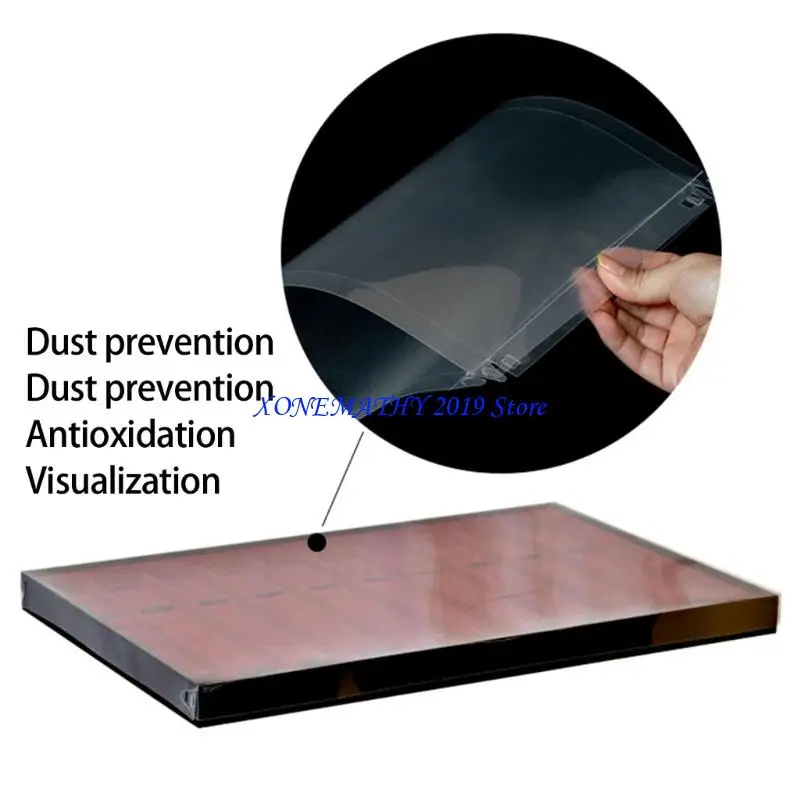 

F42F 10 Watch Band Storage Tray With Clear Cover For Bracelets Necklaces Jewelry Organiser PU Leather Display Case