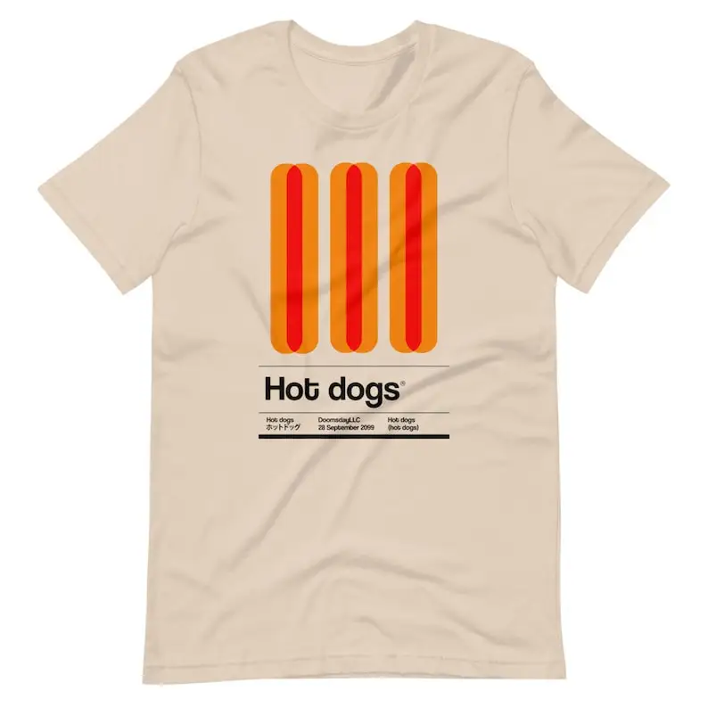 Hot Dogs Shirt Adult Regular Fit O-Necked Tees Cotton Men's Printed Tops