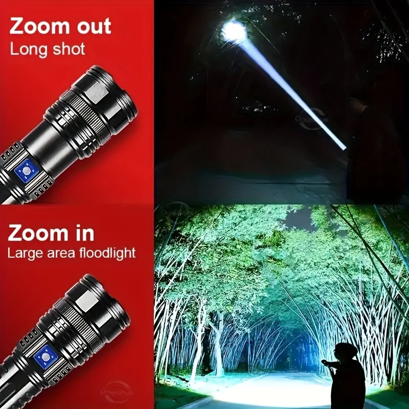 10000LM Most Powerful Led Flashlights Tactical 15000mah Built-in Battery 800W Flash Light Emergency Spotlights 4km Holiday Gifts image 3