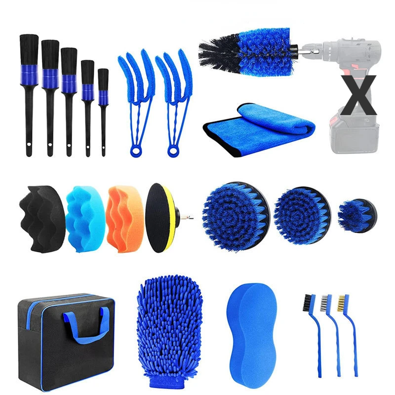 

Car Drill Brush Set Car Polisher Cleaning Pad Sponge Kit Air Outlet Tire Detailing Brush Bathroom Kitchen Dust Cleaning Tools