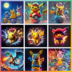 Pikachu Pokemon Cute Cartoon Diamond Painting Crafts Cross Stitch 5D DIY Art Mosaic Drawing 30x40 Home Decor New Kids Gift Hobby