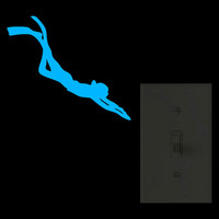 Swimming Sticker Glow in the Dark Diving Sticker Kids Room Shop Wall Switch Decor Fridge Door Laptop Car Body Window Sport Decal