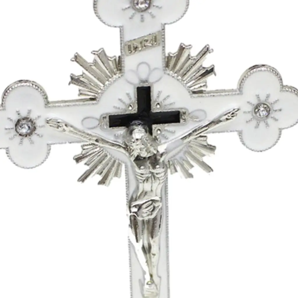 Metal Crucifix with Base Jesus Christ On Cross Statue Home Decor Collectible