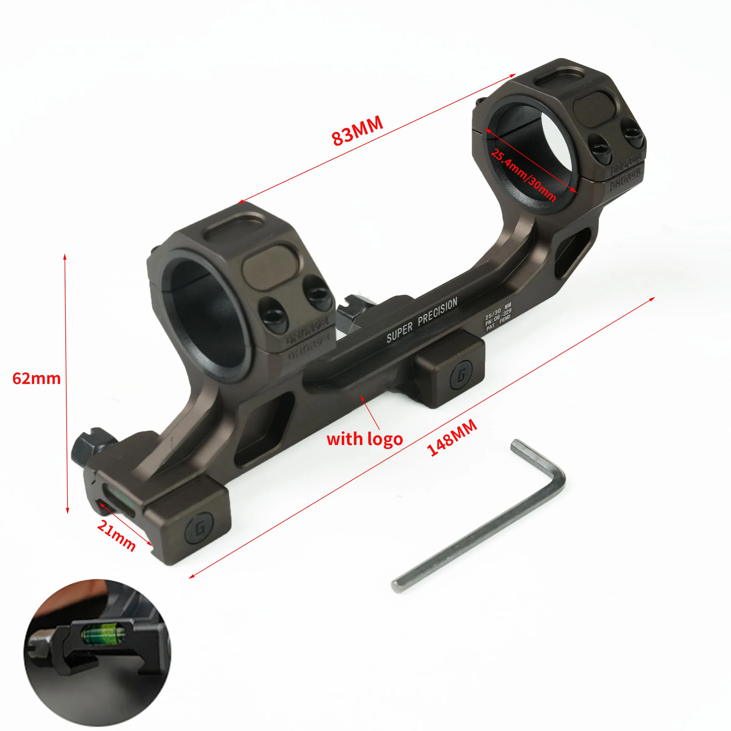 التكتيكية GEISSL المعادن الكابولي 25.4 مللي متر/30 مللي متر نطاق جبل مع مستوى فقاعة للصيد الادسنس ل 20 مللي متر Picatinny السكك الحديدية