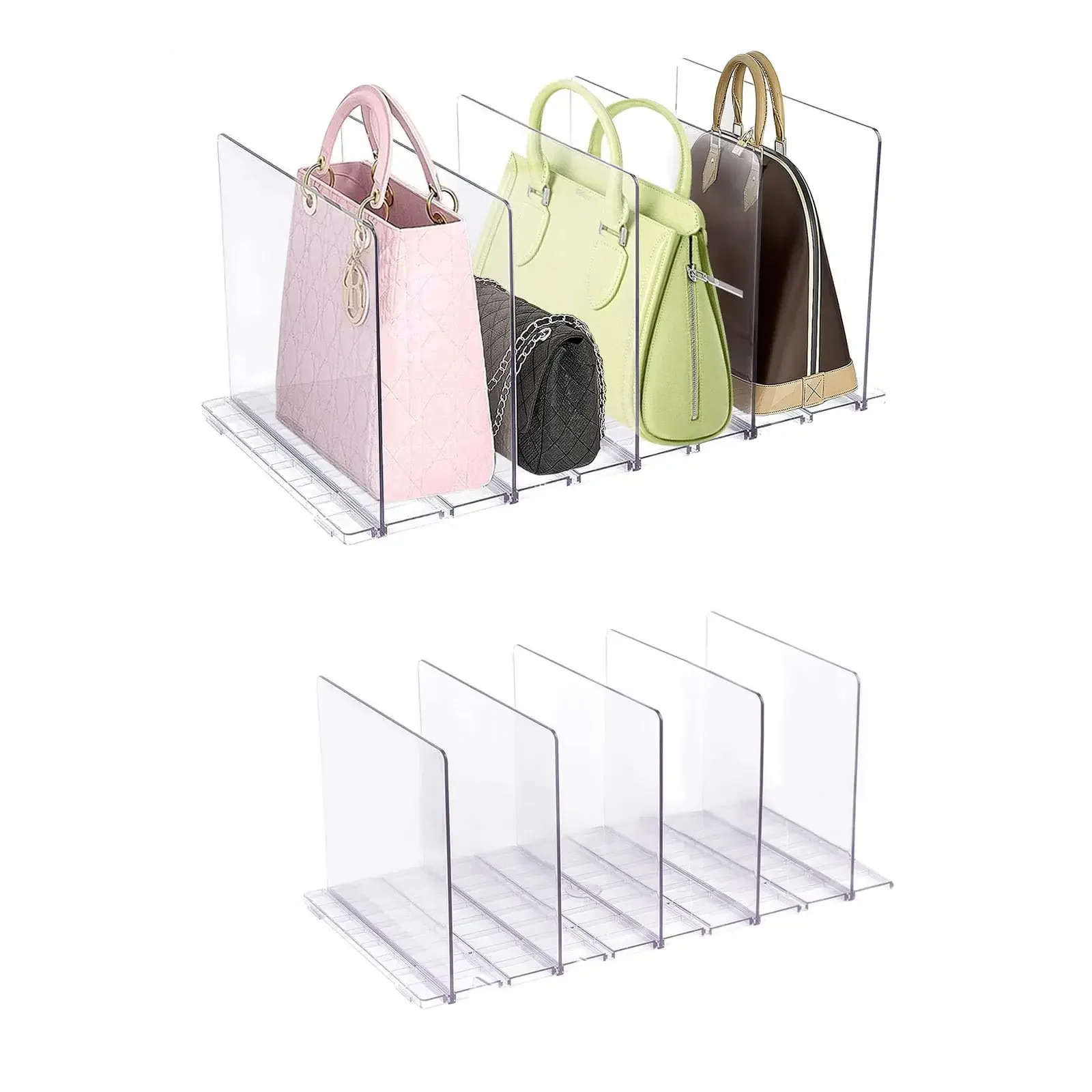 5 layers Purse Organizer for Closet Clear Closet Bag Storage Dividers Rack,Shelf Dividers Closet Organization,Handbag Organizer