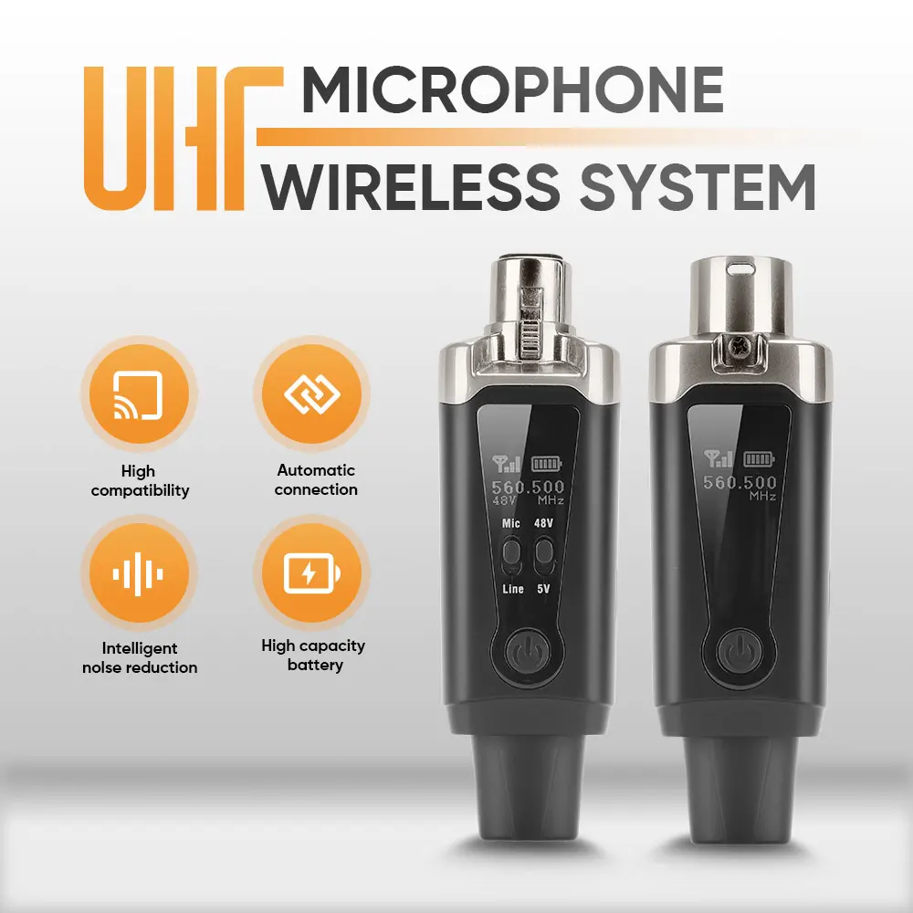 

LMBGM-A3 Wireless Microphone System UHF XLR Microphone Converter Transmitter/Receiver For Dynamic Microphone/Guitar Transmission