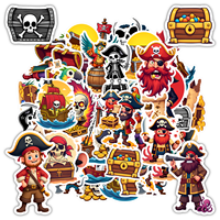35pcs-50pcs Adventure Pirate Stickers Playful Treasure Stationery Stickers Skull Decals For Guitar DIY Skateboard Laptop Laptop