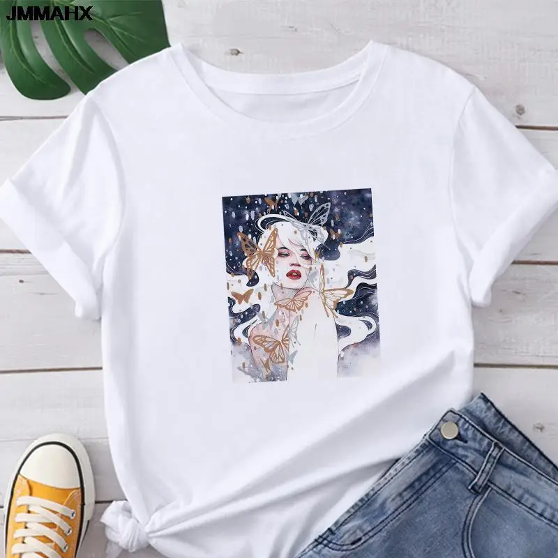 Harajuku Art Printed Women's T-shirt Casual Short Sleeve Tops Tee Streetwear Woman T Shirt Fashion Gothic Female Clothing Tshirt