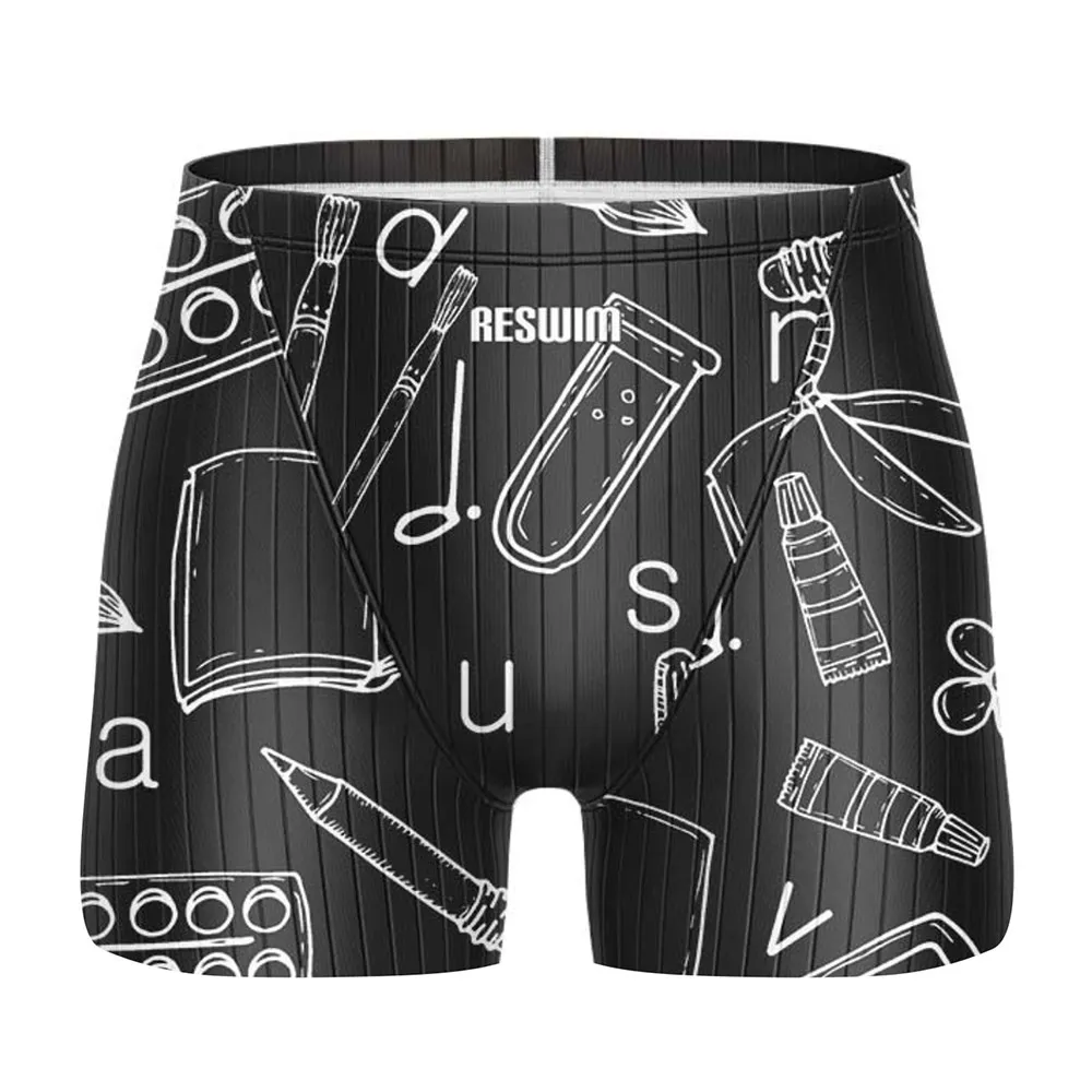 

2026 Men's Funny Pattern Swim Shorts Summer Training Jammers Endurance Swimsuit Beach Tights Quick-Dry Comfortable Swimwear
