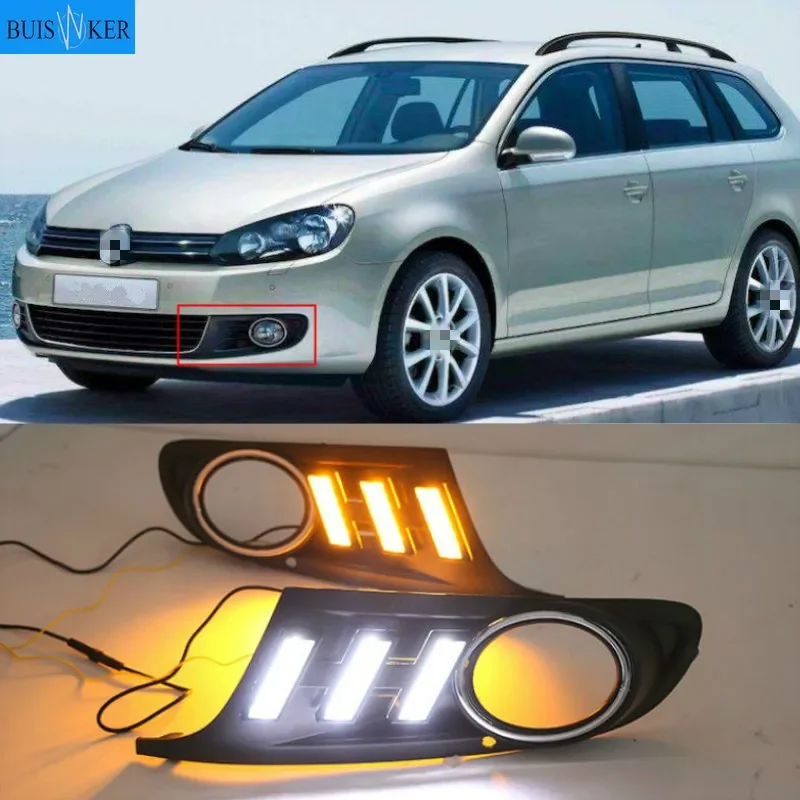 2PCS Daytime Running Light For Volkswagen Golf 6 Golf6 MK6 09-13 LED Indicator Light DRL Bumper Front fog lamp