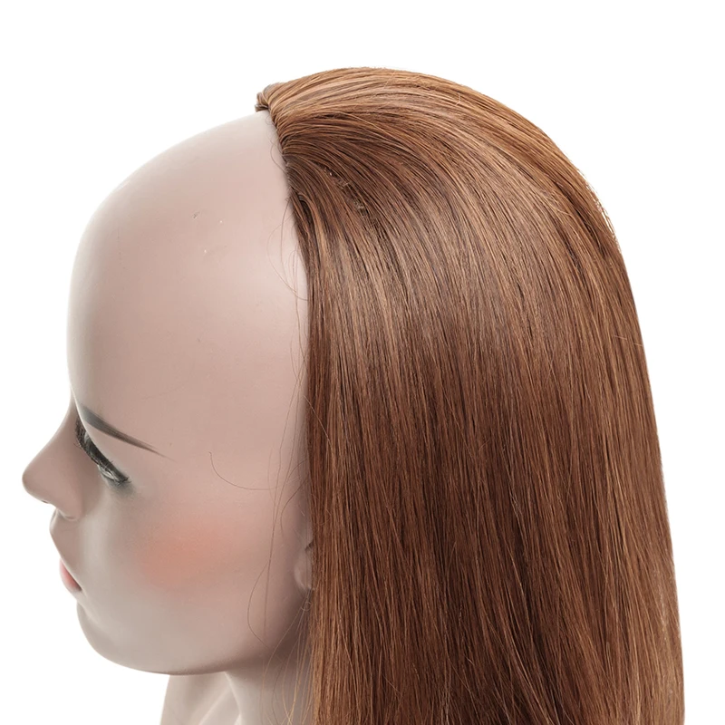 Gres Synthetic Half Wig for Sale High Temperature Fiber Peruki 3/4 Wavy Black/brown Wigs for Women Machine Made