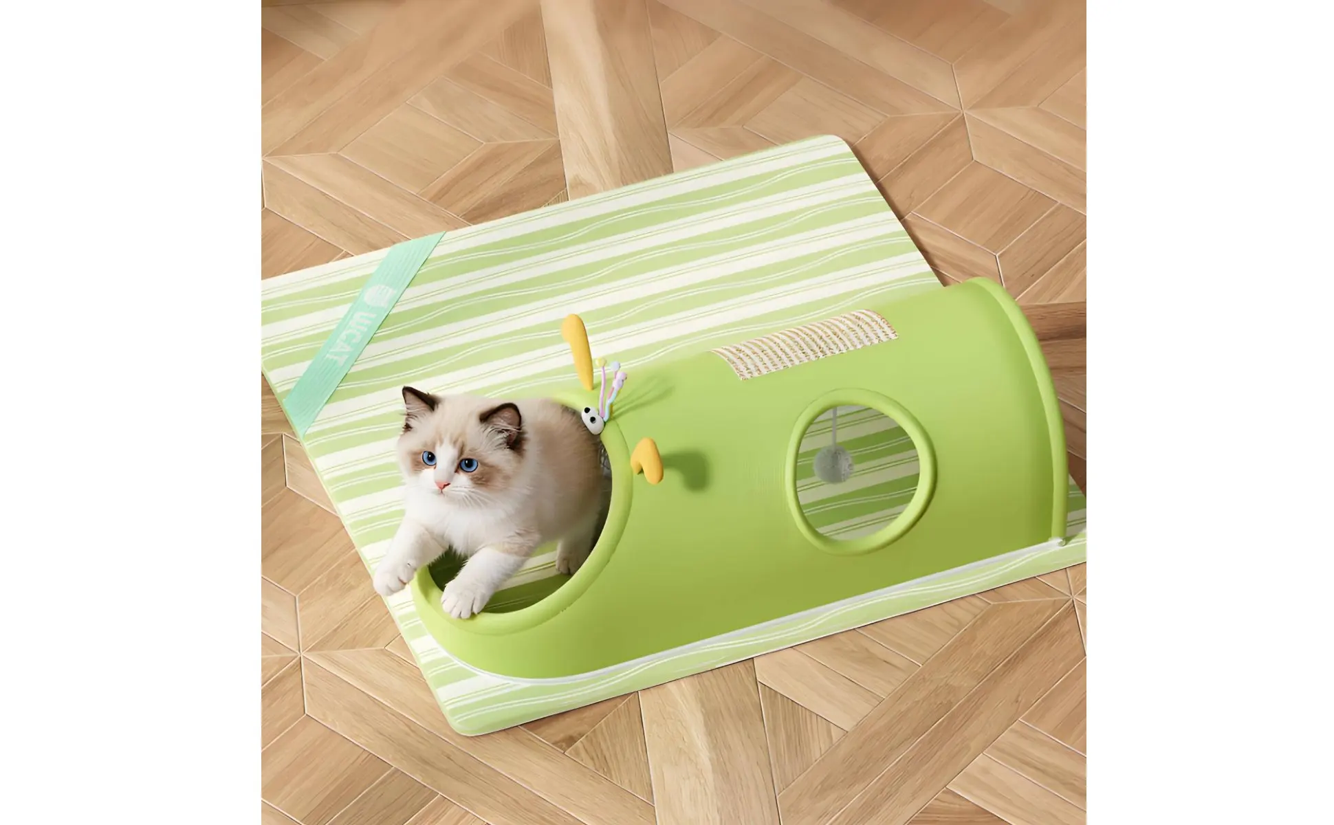Feline Scratcher Tunnel Dangling Toy Included Feline Tunnel Bed Pet Supplies for Indoor
