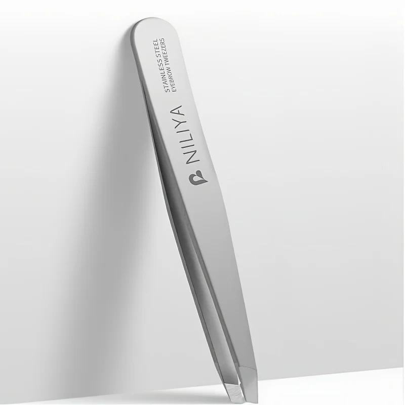 Pinça de sobrancelha de aço inoxidável, ferramenta de remoção de pelos de ponta inclinada de precisão, depenador profissional de pelos faciais para moldar sobrancelhas