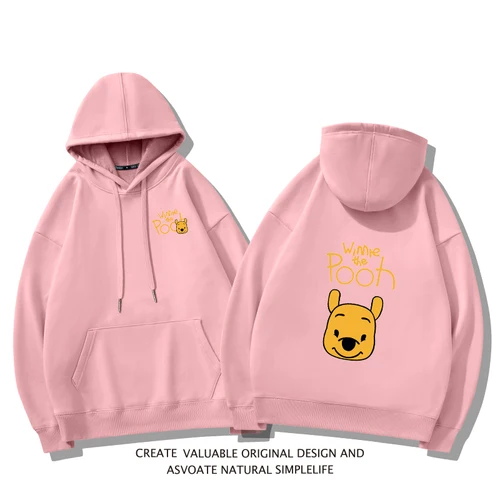Imagen 2 del producto 2025 moda nueva Otoño e Invierno suéter suelto con capucha mujer Winnie The Pooh estampado patrón estudiante deportes y chaqueta de ocio