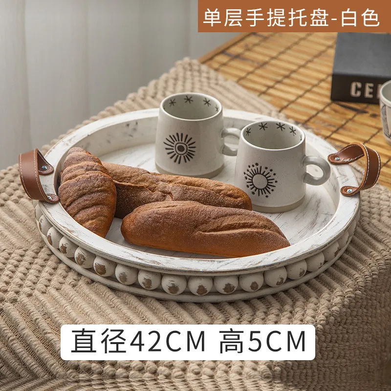 Retro pastoral wood hand-woven fruit basket household daily dining portable fruit plate