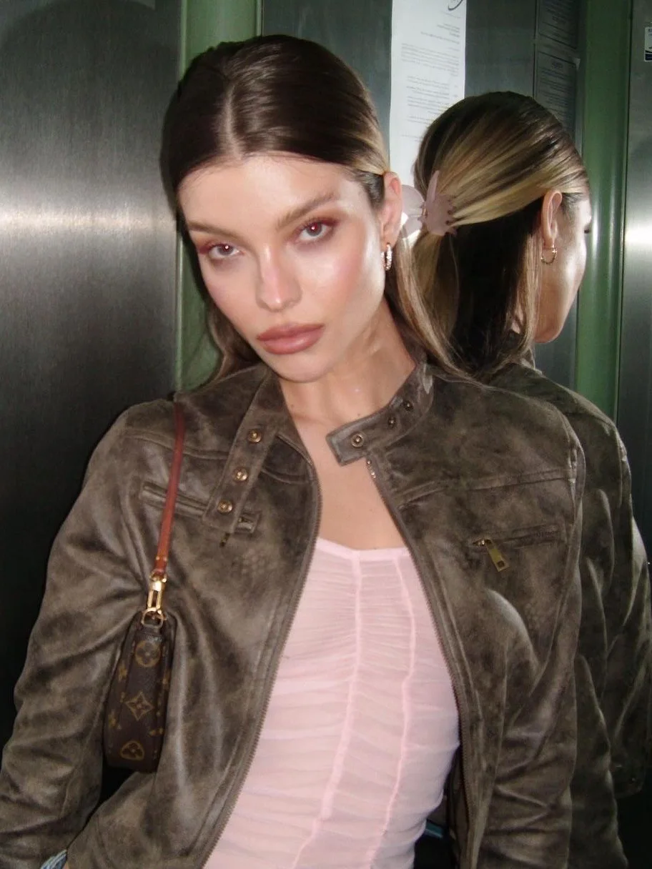 Women's Pu Jacket, Vintage Leather Coat, Slim Fit Short Tops, 2025 Ins Style