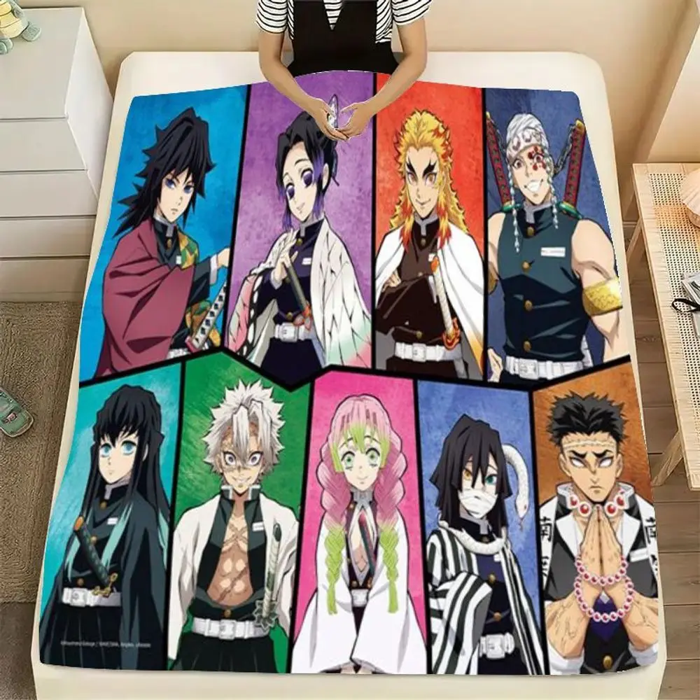 Demon Slayer: Kimetsu no Yaiba Colorful Character Blanket - Soft Plush Throw Blanket Featuring Icons from Anime Series, Perfect