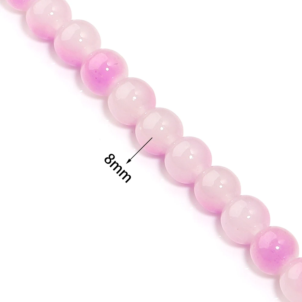 1 Strand 8mm Glass Round Beads Double Color Loose Spacer Beads For Jewelry Making DIY Handmade Necklace Bracelets Accessories