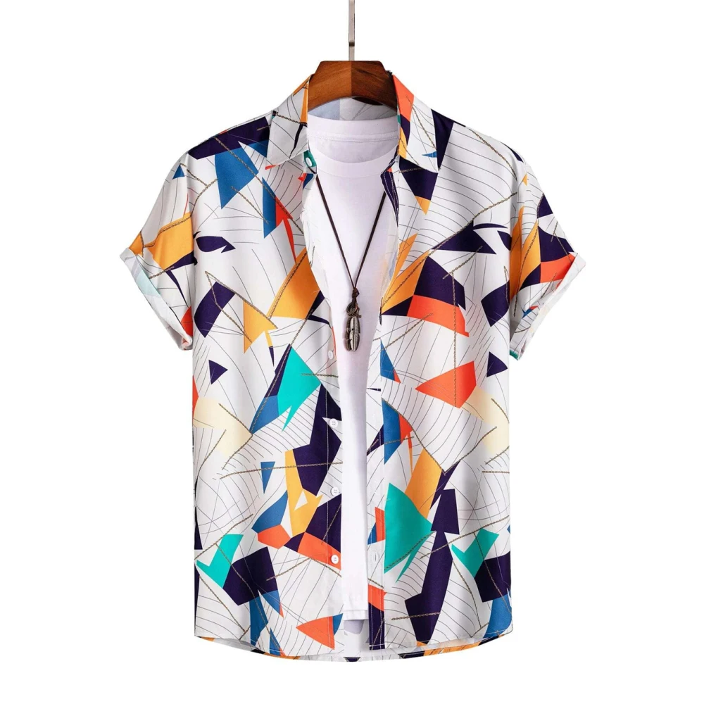 Hawaiian Shirt Man Art Block 3D Printed Shirt Fashion Men's Clothing Shirts for Man Korean Popular Clothing Shirt Man