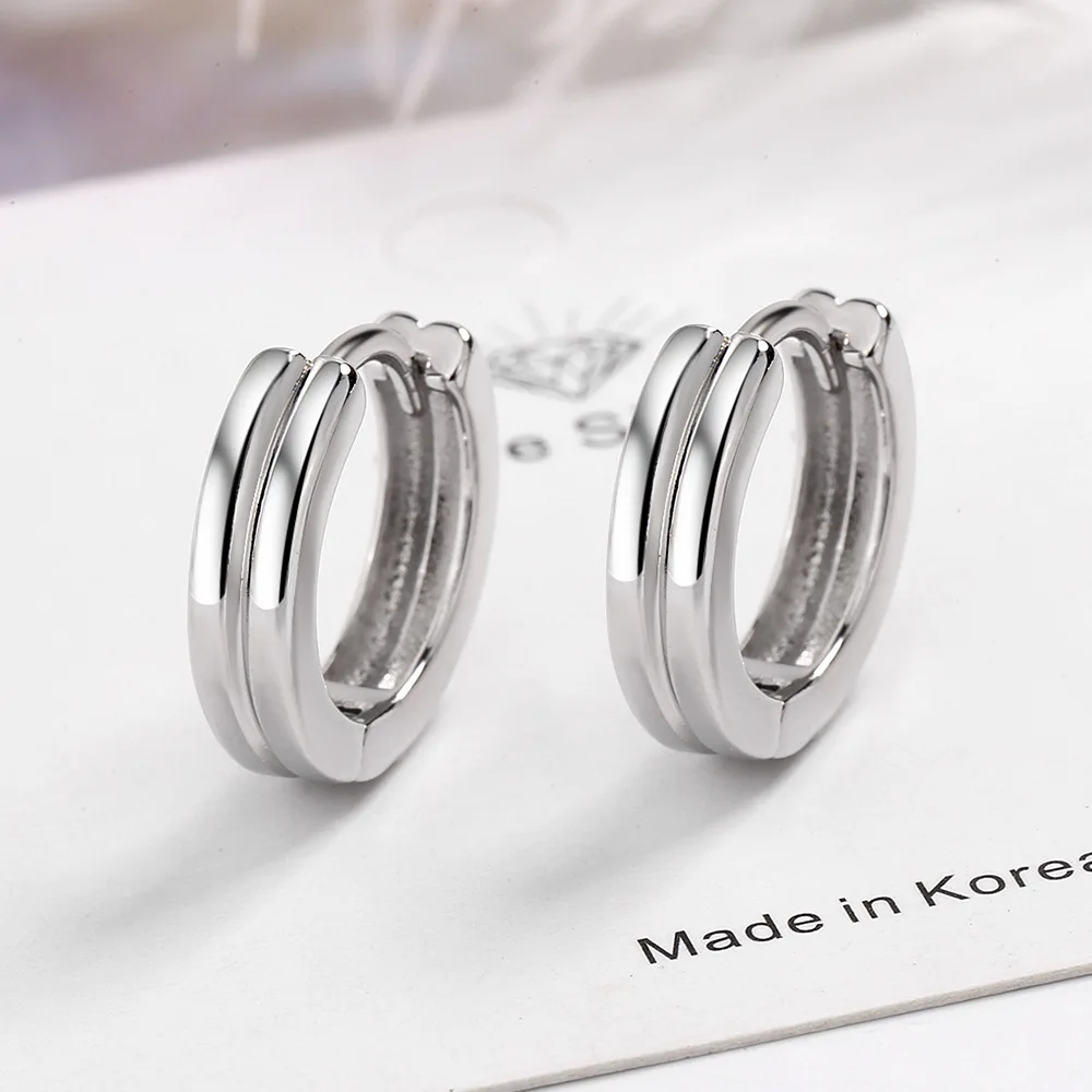 New Trendy Jewelry Stamp 925 Sterling Silver Earrings For Women Minimalism Geometric Hoop Earring Lady Daily Wear Birthday Gift