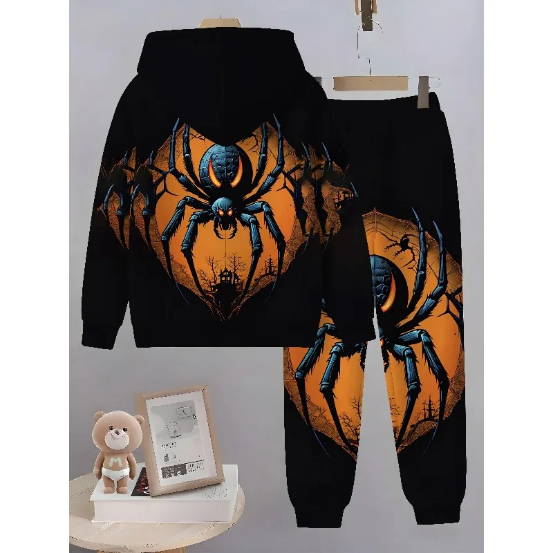 2025 3D Digital Animal Dinosaur Spider Cat imprimé sweat à capuche et pantalon de sport ensemble de 2 pièces
