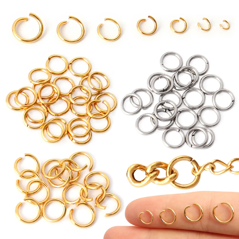 100-200 Uds. Anillos abiertos de acero inoxidable para hacer joyas, conectores, anillos divididos, accesorios, suministros de joyería DIY