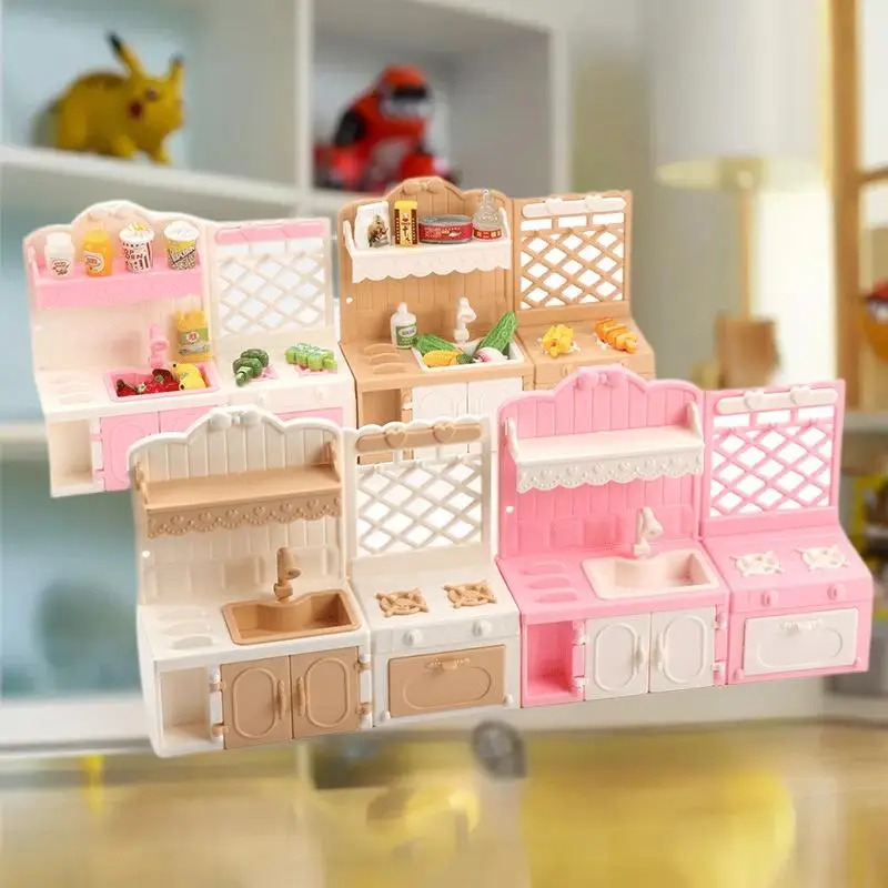 1/12 Scale Dollhouse Miniature Kitchen Display Cabinet Set Pretend Play Toy