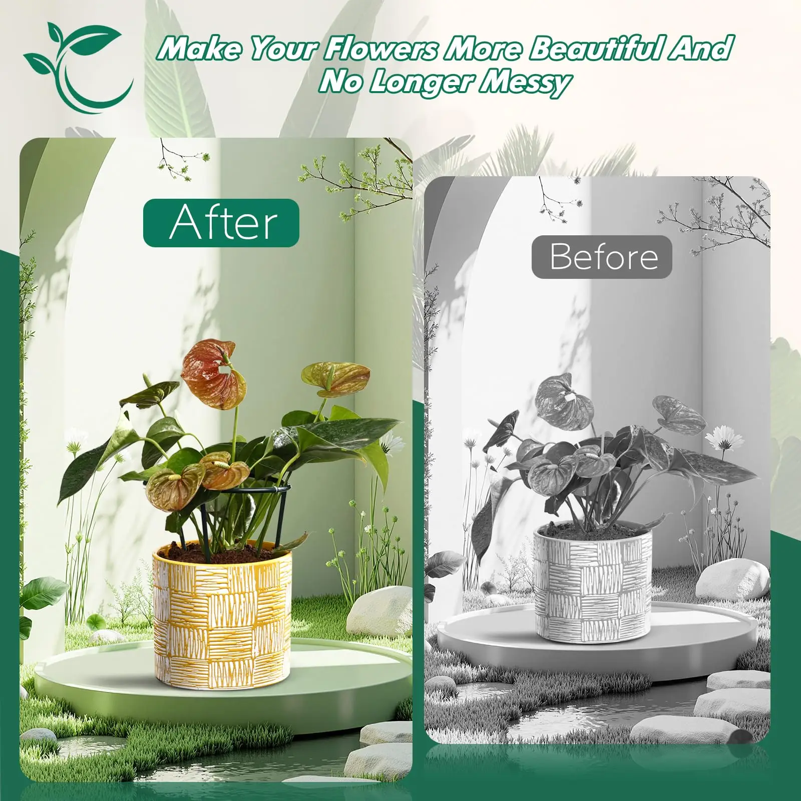 2/4/8PCS Half Round Ring Plastic Cage Holder Flower Pot Climbing Trellis for Small Vegetable,Indoor Plants