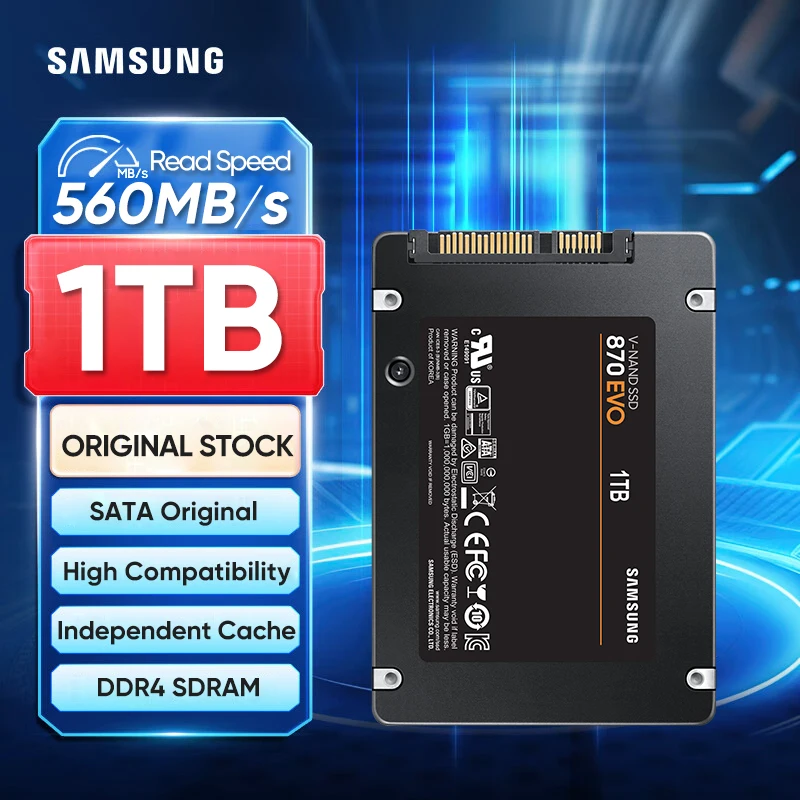 Samsung 870 EVO 1TB SSD for Laptop and Desktop PC - 2.5 Inch SATA Interface