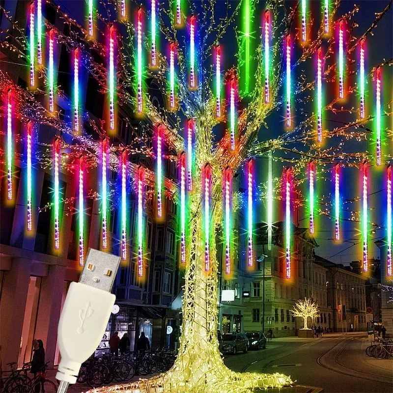 Wedding Fairy String Light Holiday Party Decor Room Decorations USB LED Meteor Shower Rain Light for 2026 Ramadan Christmas