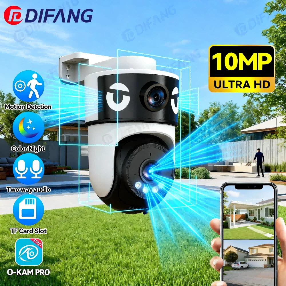 

5K PTZ Security Camera Outdoor, Auto Tracking, 10MP 5X Zoom, 2-Way Audio, IP66 Waterproof, WiFi Surveillance