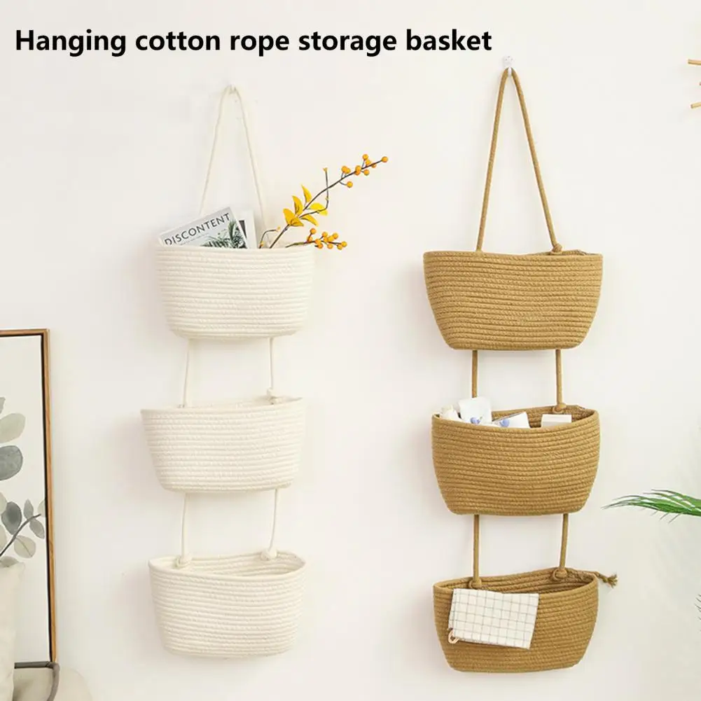 Hanging Basket Comfortable Handle Space-saving Lightweight Eco-friendly Decorative Hanging Storage Basket for Living Room