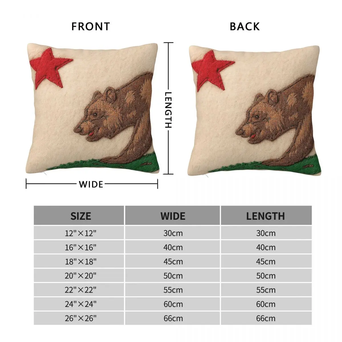 Felt Californian Flag With Stitched Pillowcase Polyester Linen Velvet Printed Zip Decorative Pillow Case Room Cushion Cover