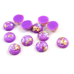 New Fashion 40pcs 8mm 10mm 12mm Light purple Colors Built-in metal foil Flat back Resin Cabochons Cameo