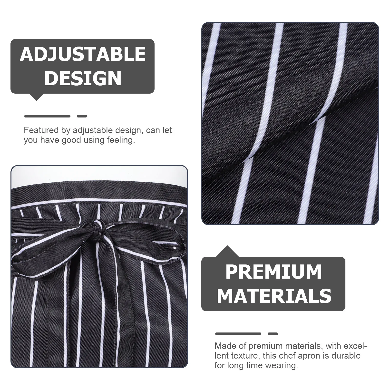 Tablier de taille de Chef noir, Durable, confortable, réglable, unisexe, serveur, Bistro, Bar, fête, usage domestique, demi-tablier de serveur