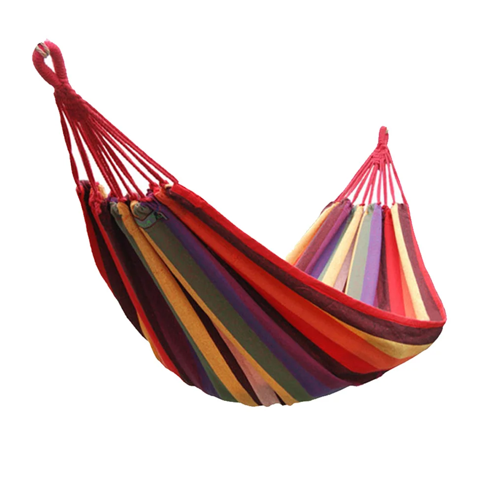 

Canvas Hammock Outdoor Striped Design Lightweight Durable Portable Camping Swing Chair Rainbow Colorful Garden Hanging Seat