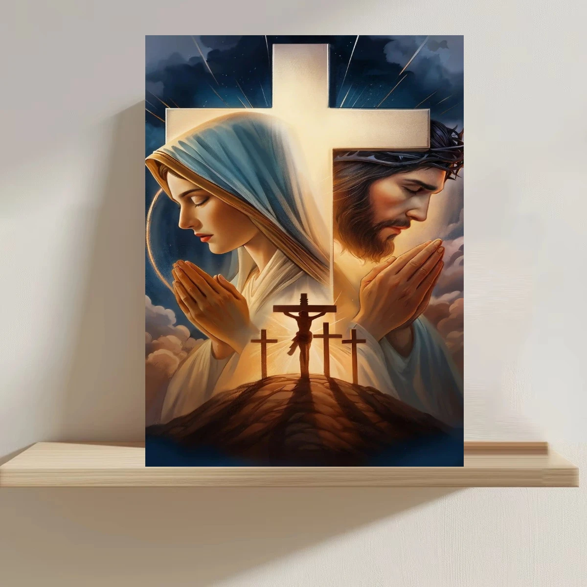 Religious Cross Jesus Mary Praying Jigsaw Puzzles 500/1000/1200/2000 PCS Wall Decor for Living Room Bedroom Gift No Frame