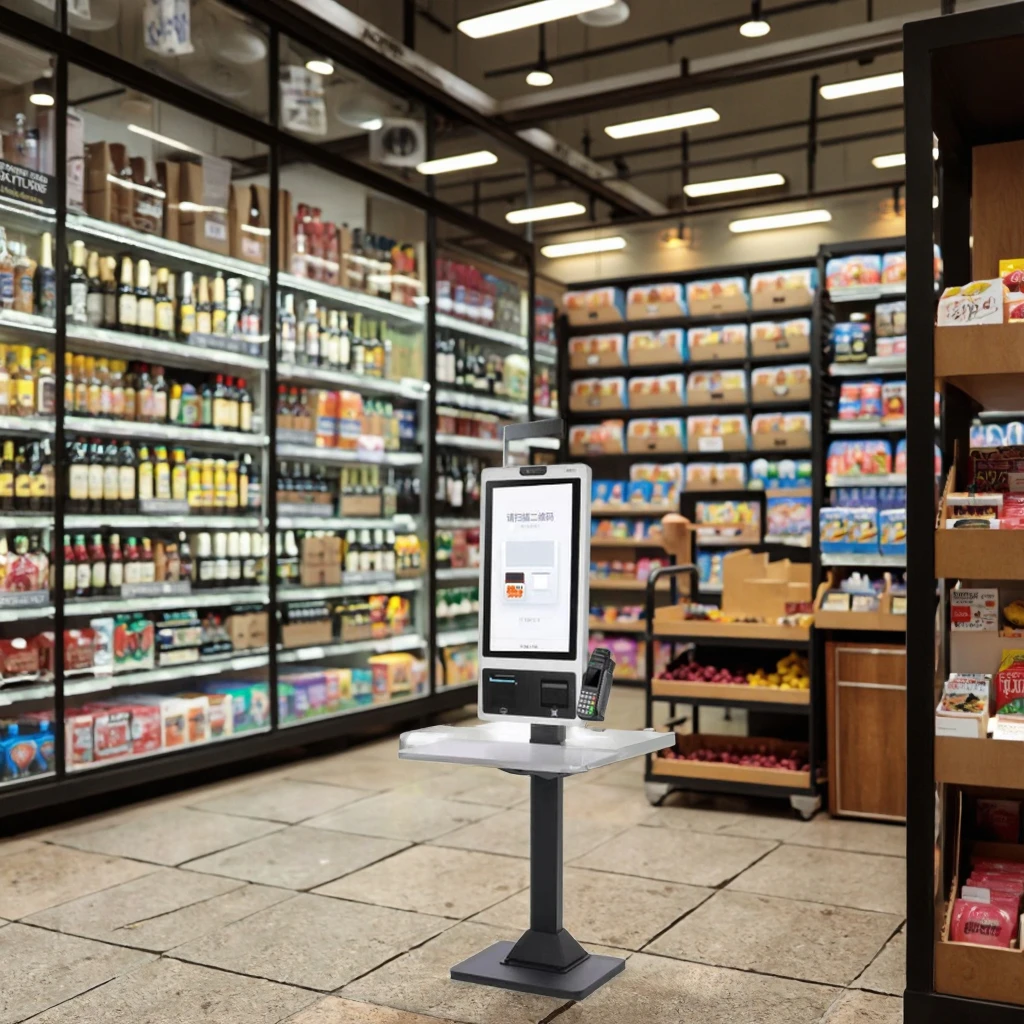 Machine for Supermarket Self-Payment Self-Checkout Kiosk POS with 80MM Thermal Printer Android Wi-Fi Stand Kiosk