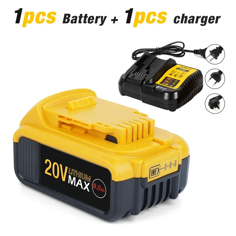 

Replacing Dewei 18V/20V Lithium Battery DCB200 DCB201 Special Lithium Battery with Charger for Electric Drill Tools