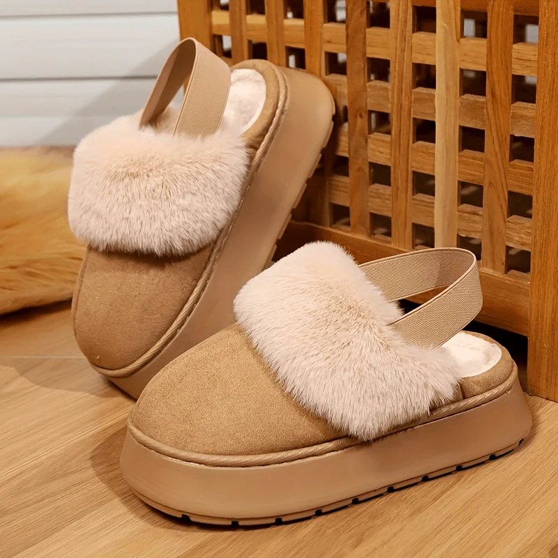 

Women's Winter Warm Slippers, Korean Style Thick Sole Fleece Lined Warm Boot, Popular Ins Trendy Outdoor Snow Boot for Women
