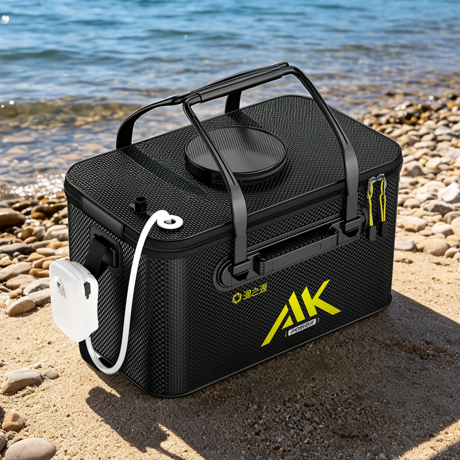 Eve Köderbox mit Belüftungspumpe Combo Wasserdichte EVA Angelbox Tragbare Tackle-Tasche für Lebende Fische – Detail 2