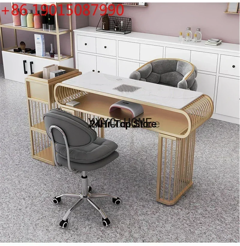 Modern Wrought Iron Nail Beauty Tables For Commercial Furniture Manicure  Marble Creative Upscale Light Luxury