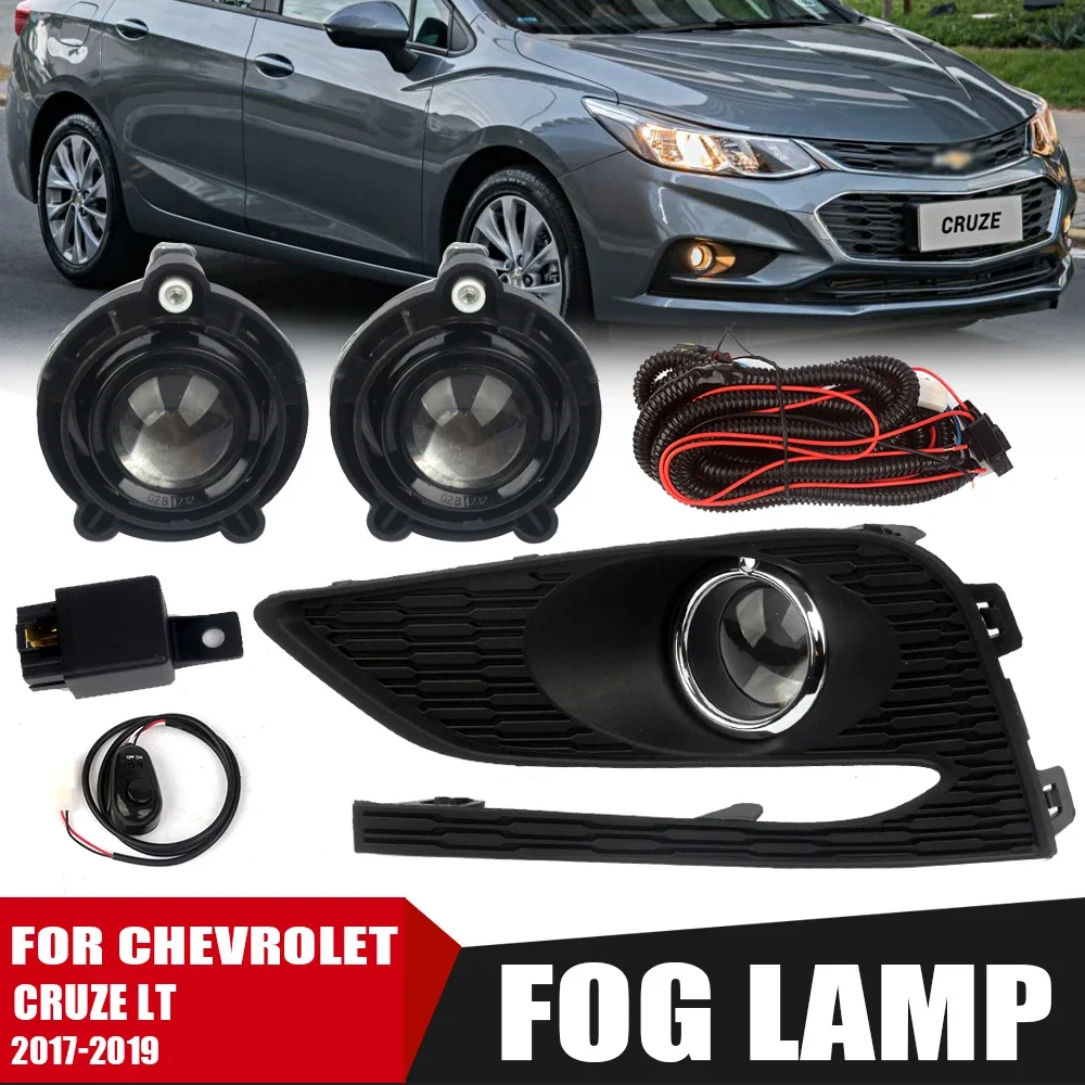 Fog Light Kit for Chevrolet Cruze 2017-2019 H11 12V 55W Replacement Lamps with Bezel Covers Wiring Harness Switch Relay