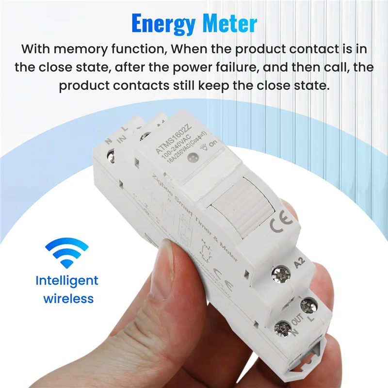 Excellent-ATMS 1602Z Smart Switch 16A Din Rail 1P Remote Control Timing Switch Smart Wireless Switch 220V Timing Switch