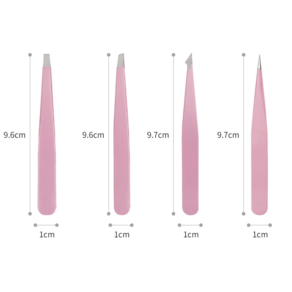 4 pz/set pinzette per sopracciglia multifunzione Clip per la depilazione in acciaio inossidabile inclinato per lo strumento per il trucco delle pinzette per l'estensione delle ciglia