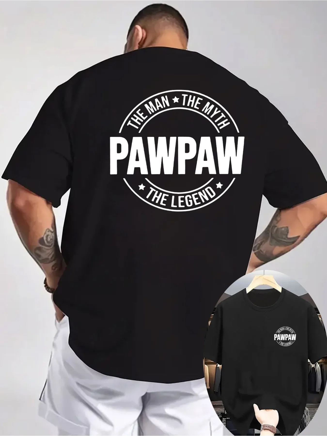 Pawpaw The Man The Myth The Legend T-Shirt Men Funny Graphic Print Casual Short Sleeve Tee Tops
